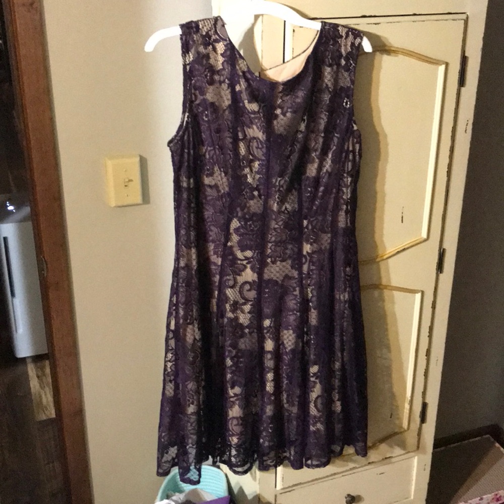 Purple lace cocktail dress